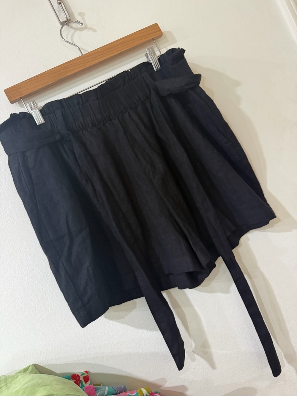 MICHAEL Michael Kors Black High-Waist Paperbag Tie Shorts